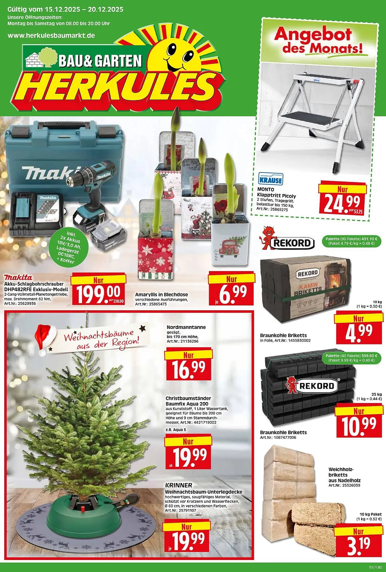 Herkules Baumarkt Prospekt von 15. Dezember bis 20. Dezember 2025 - Prospekt seite 1