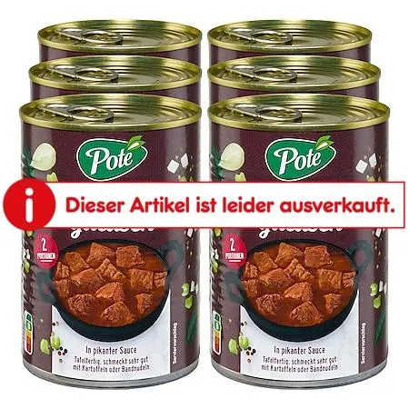 Pote Rindergulasch 400 g, 6er Pack