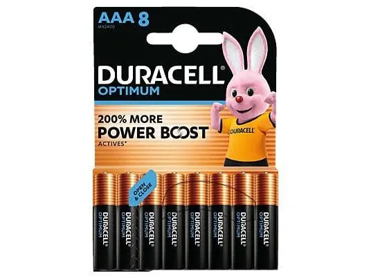 DURACELL Optimum AAA Batterie, Alkaline, 1.5 Volt 8 Stück