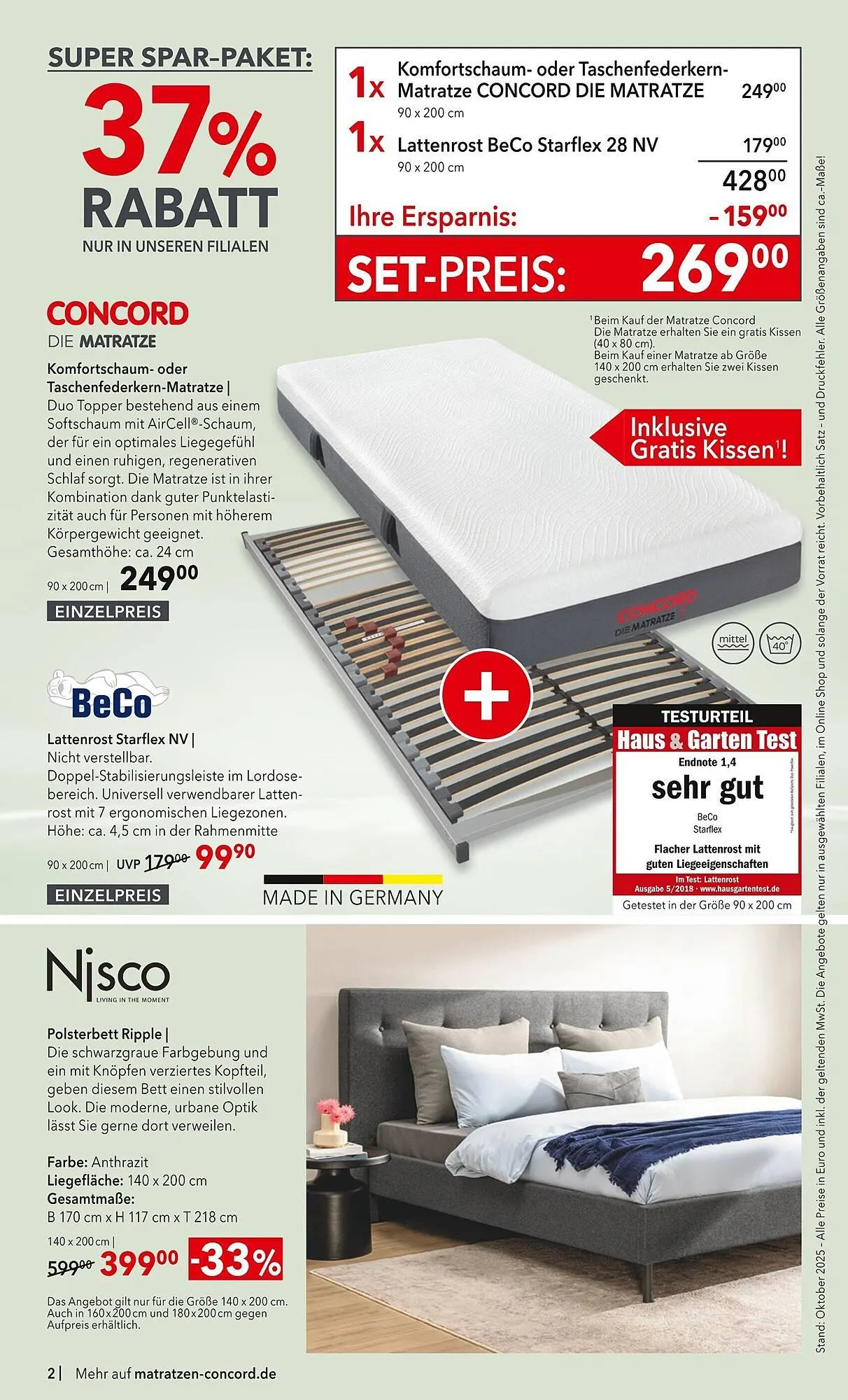 Matratzen Concord Prospekt von 1. Oktober bis 28. Oktober 2025 - Prospekt seite 2
