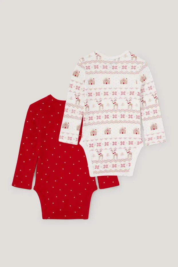 Set van 2 - rendier Rudolf - rompertje voor de kerst