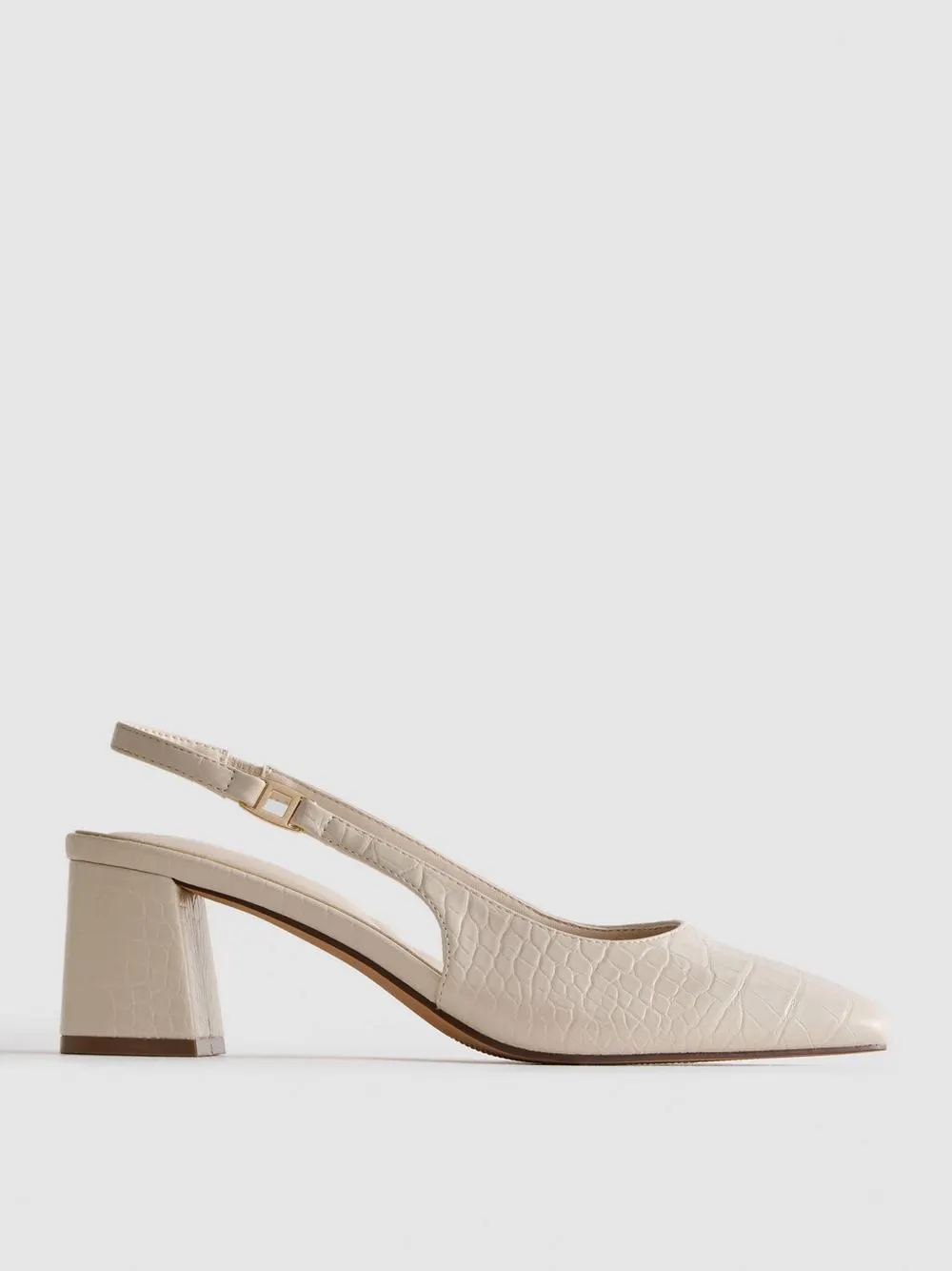 Wide Fit Faux Croc Sling Back Heels