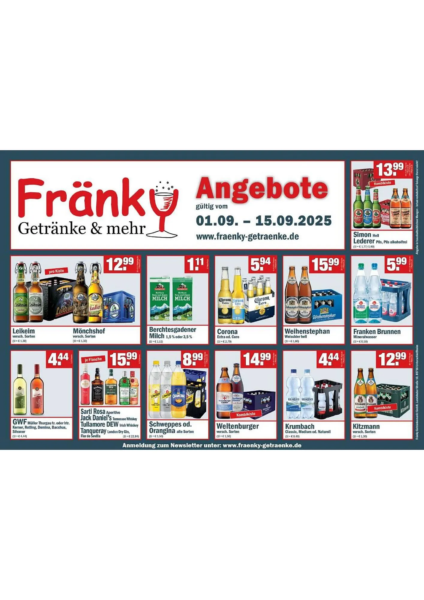 Fränky Getränke Prospekt von 1. September bis 15. September 2025 - Prospekt seite 1