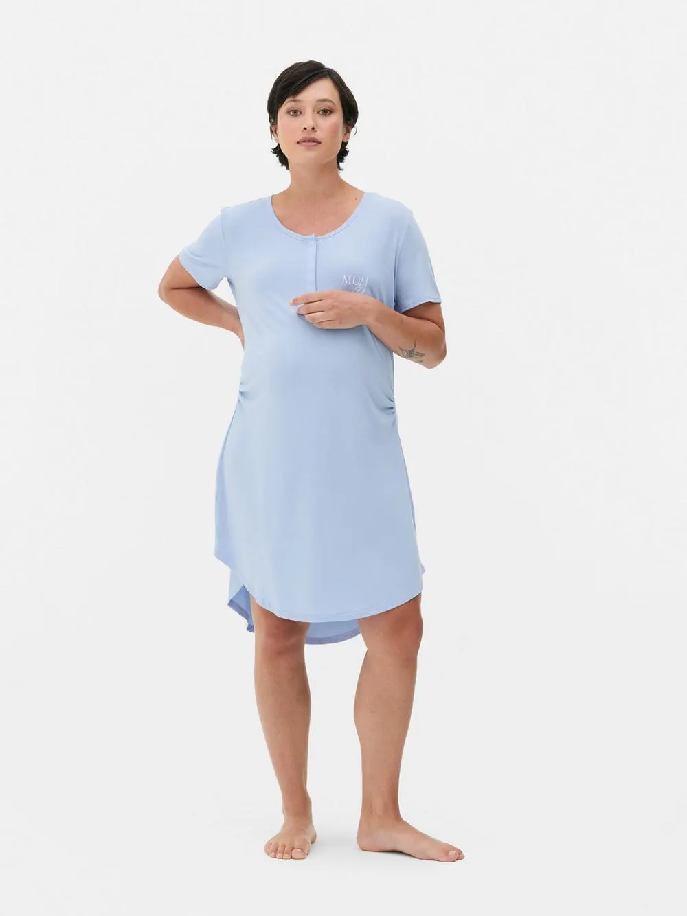Umstandsschlafshirt mit Stickerei