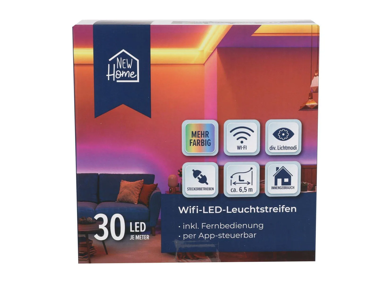 WiFi-LED-Leuchtstreifen mit App und Fernbedienung 30 LEDs pro Meter 5m Multicolor