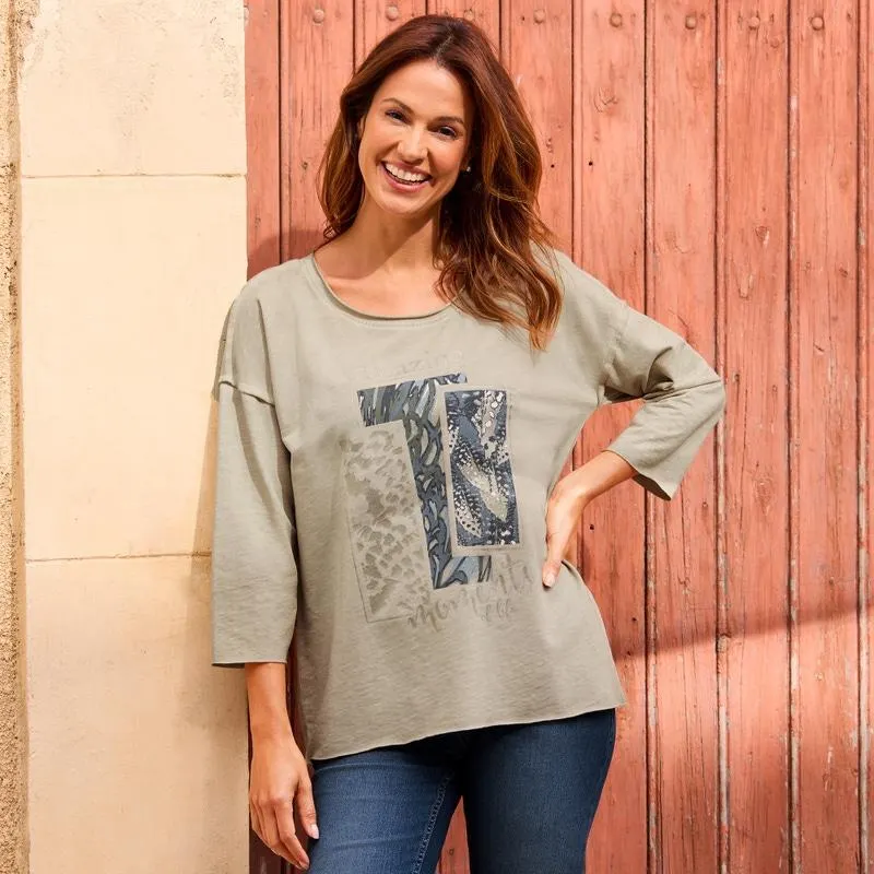 Damen-Langarmshirt mit Oilwash-Veredelung