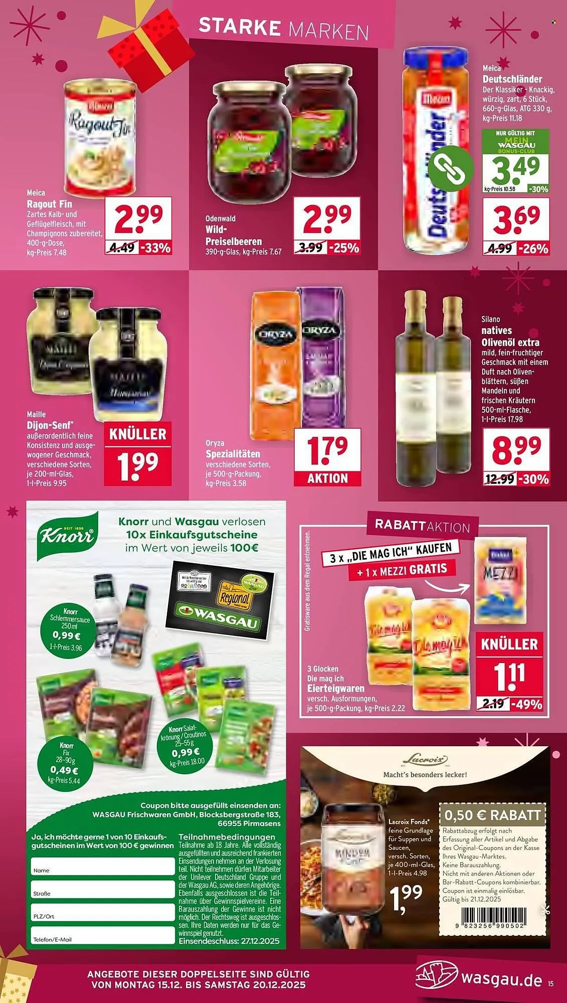 Wasgau Prospekt von 15. Dezember bis 20. Dezember 2025 - Prospekt seite 15