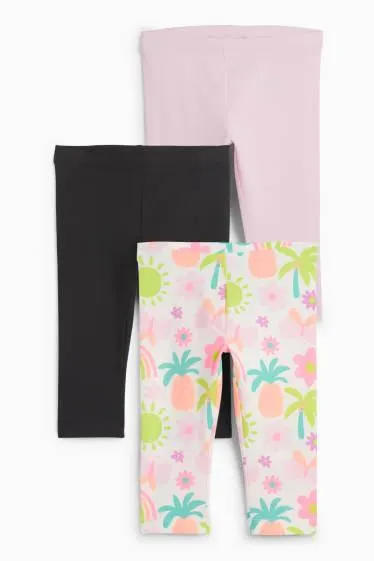 Multipack of 3 - flowers and rainbows - capri leggings