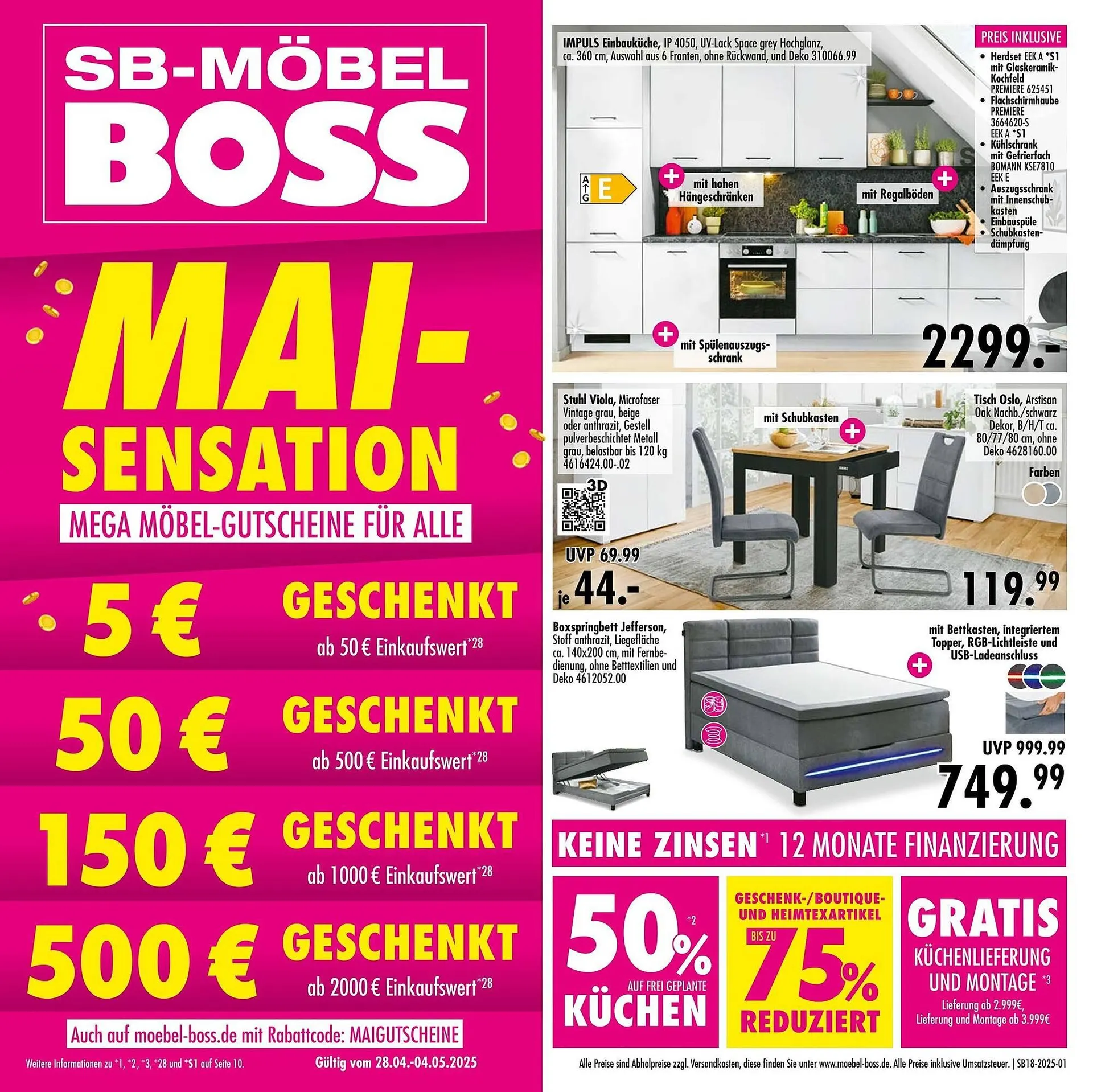 Möbel Boss Prospekt von 28. April bis 4. Mai 2025 - Prospekt seite 1
