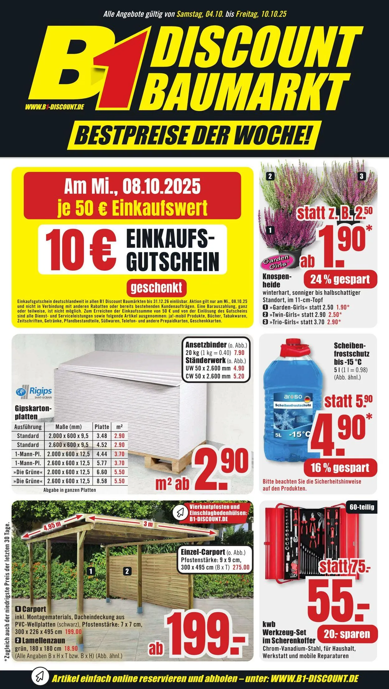 B1 Discount Baumarkt von 27. September bis 3. Oktober 2025 - Prospekt seite 1