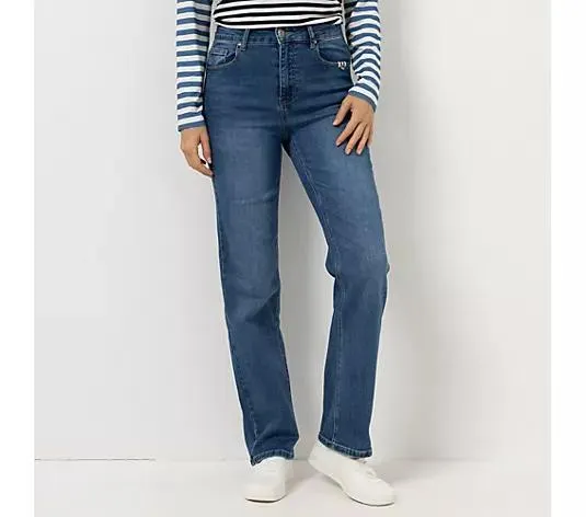 STRANDFEIN Jeanshose lange Form 5-Pocket-Style gerades Bein