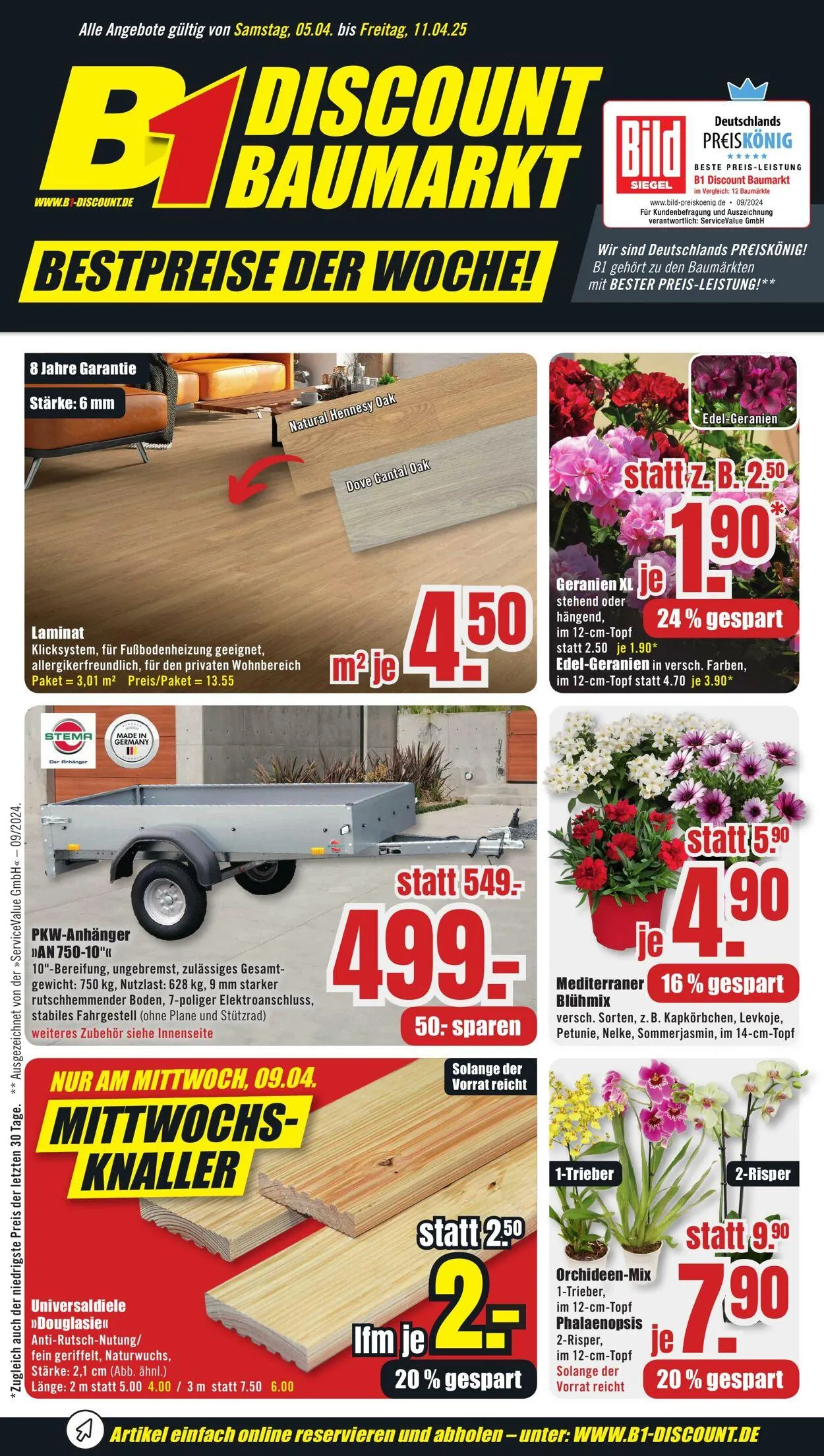 B1 Discount Baumarkt von 9. April bis 11. April 2025 - Prospekt seite 1