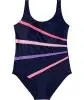 Badeanzug mit Streifen Janina curved, tiefer Rückenausschnitt