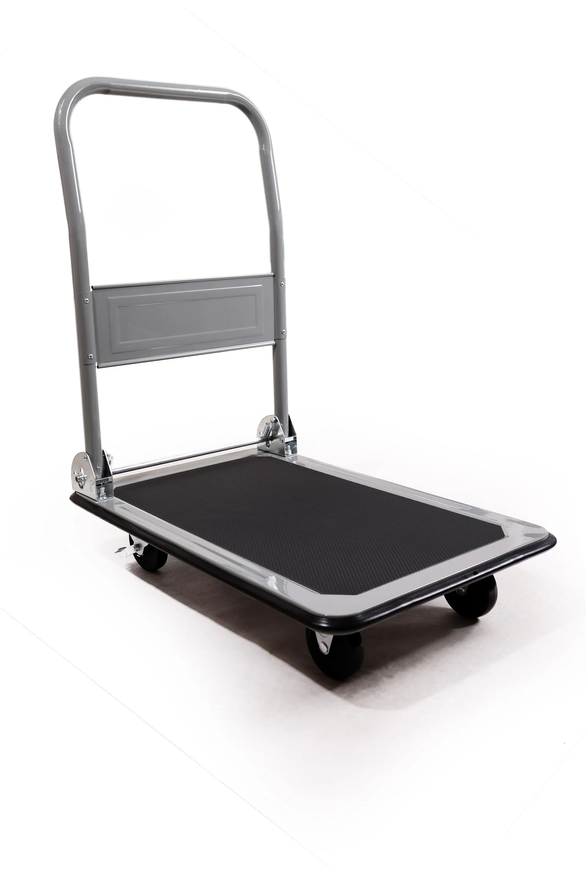 METRO Professional Plattformwagen / Transportwagen, 47.5 x 73.5 x 82 cm, klappbar, bis 150 KG, ergonomischer Griff, mit Bremsen, silber / schwarz