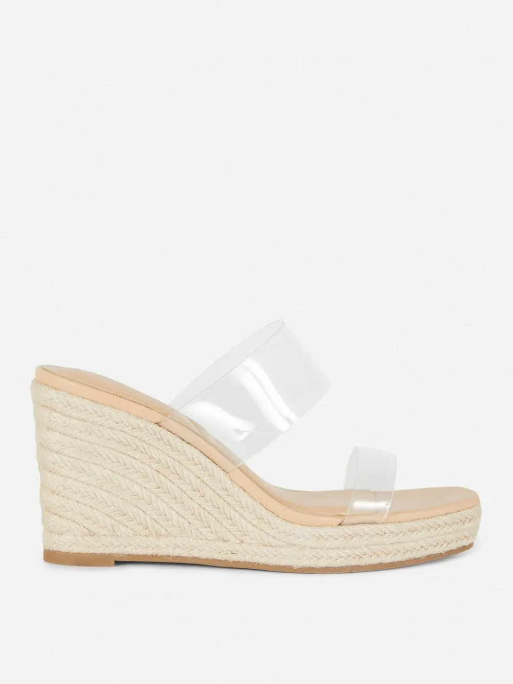 „Paula Echevarría“ Bast-Keilsandaletten mit transparentem Riemen