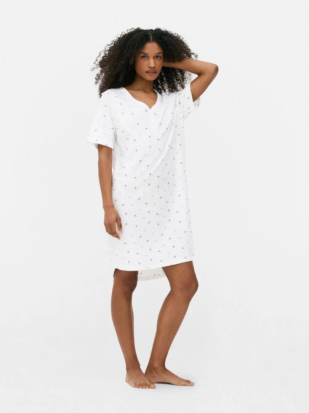Jersey-Nachthemd mit Blumenmuster