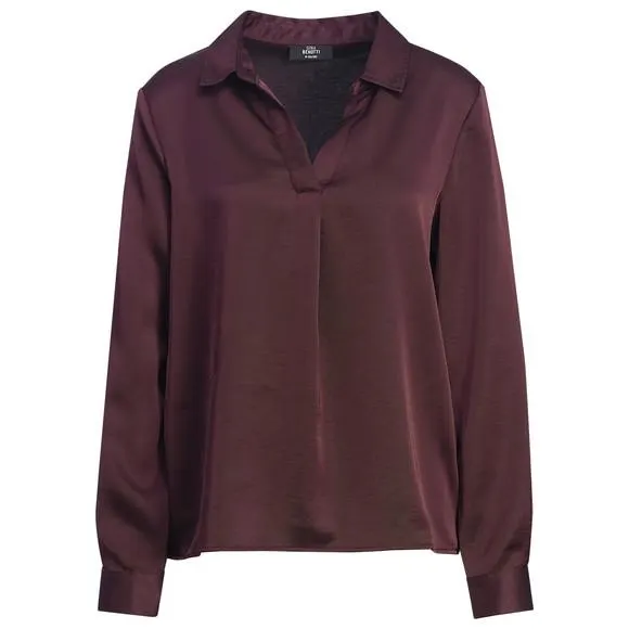 Damen Satinbluse mit Hemdkragen