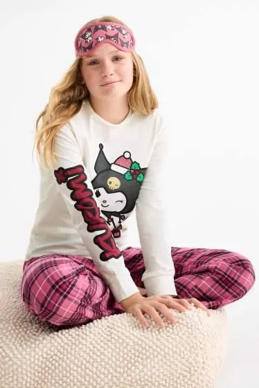 Kuromi - set - pyjamas with flannel bottoms and sleep mask