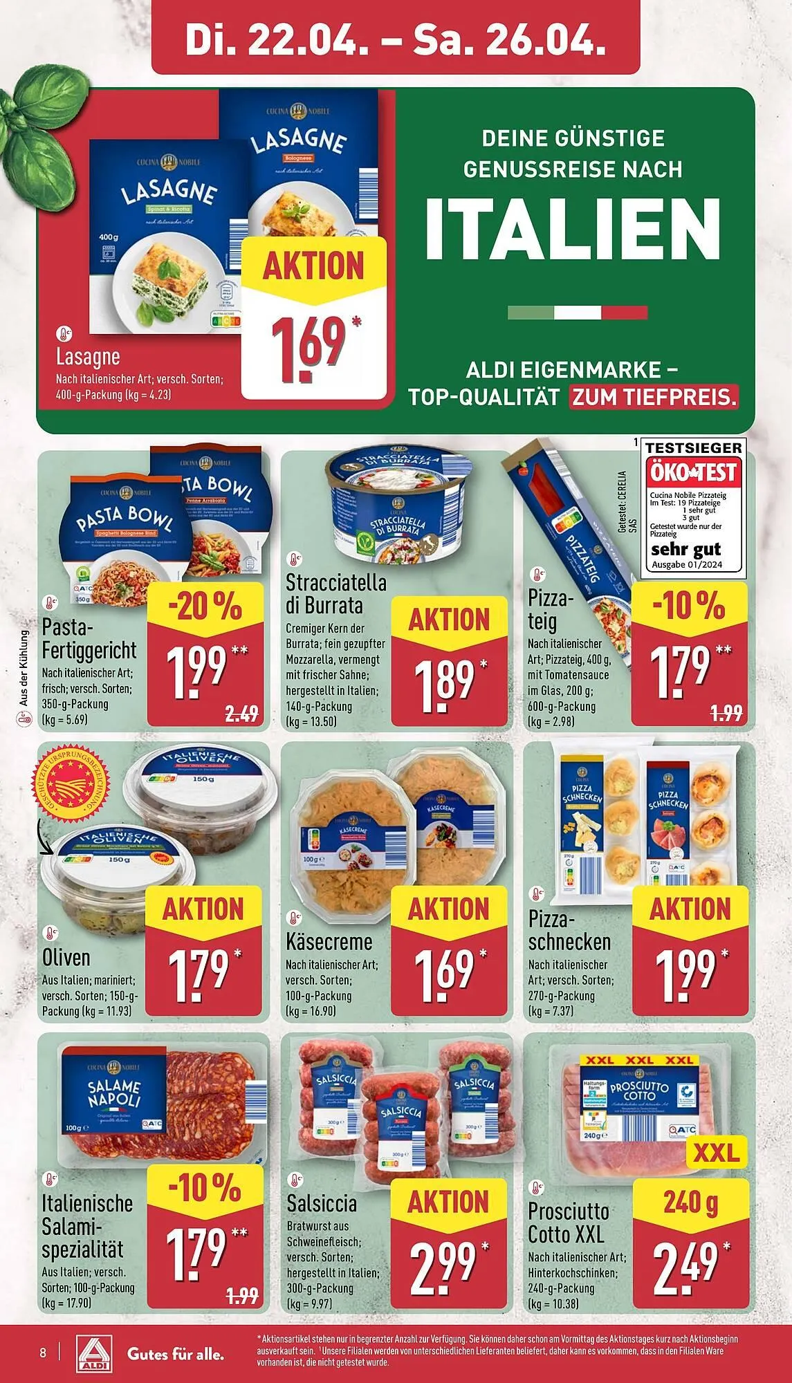 Aldi Nord Prospekt von 22. April bis 26. April 2025 - Prospekt seite 8