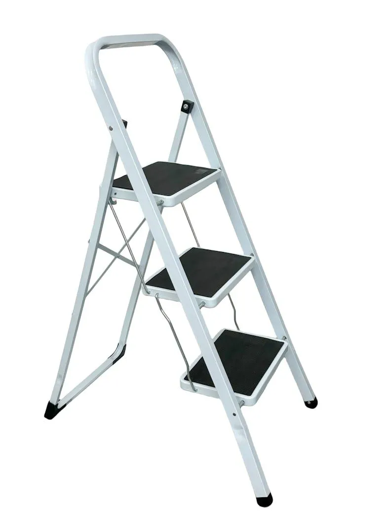 aro Klapptrittleiter 3-stufig, Stahl / Kunststoff, 44,5 x 69 x 102,5 cm, weiß