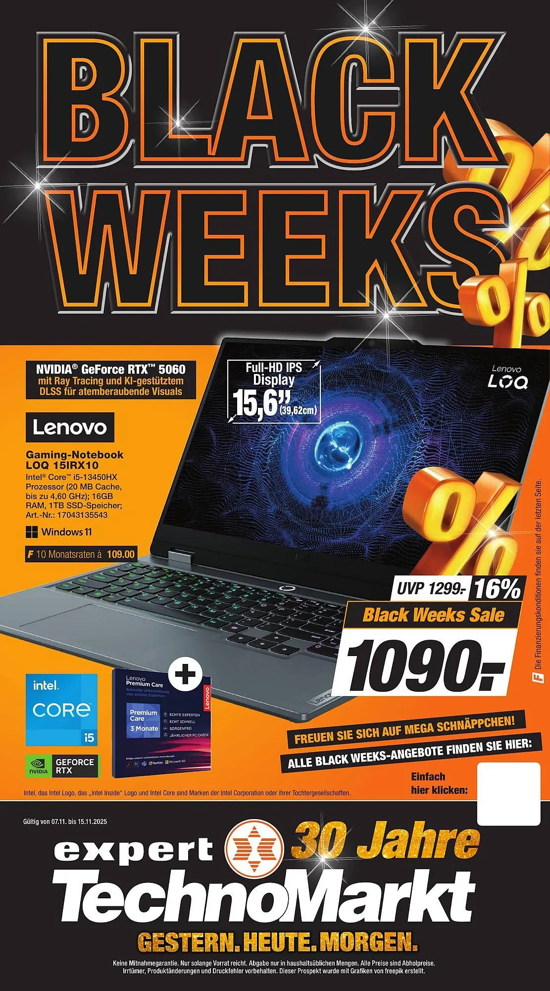 Expert Technomarkt Prospekt von 11. November bis 15. November 2025 - Prospekt seite 1