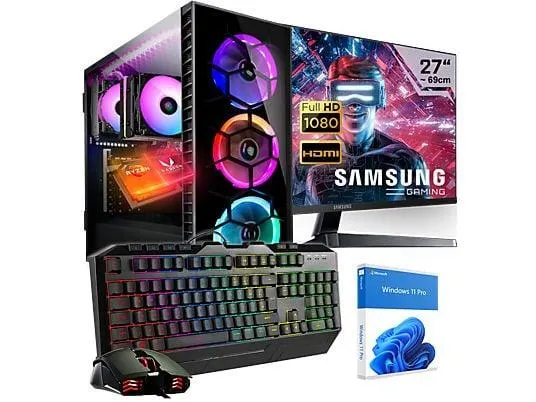 KRAFTPC Komplett-Set, Gaming PC mit AMD Ryzen™ 7 5700G Prozessor, 32 GB RAM, 1000 GB SSD, AMD Radeon™ RX Vega, Windows 11 Pro