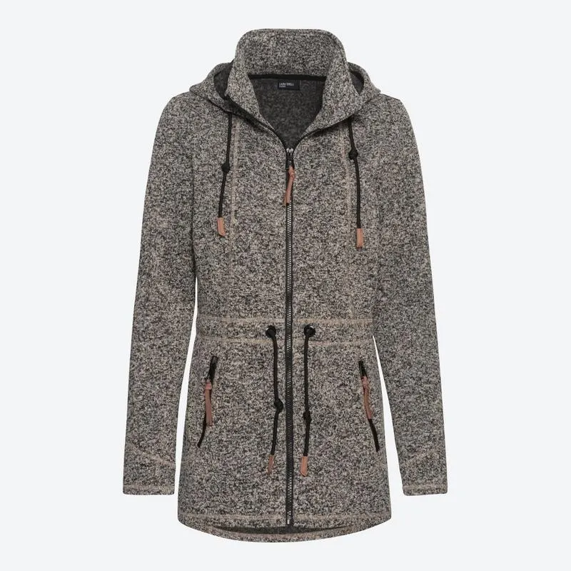 Damen-Jacke in Fleece-Optik mit Kapuze