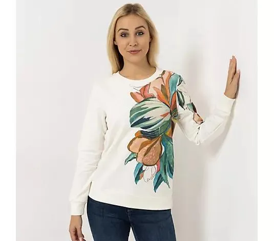DINE 'N' DANCE Sweatshirt, 1/1-Arm Rundhalsausschnitt platzierter Druck figurumspielend