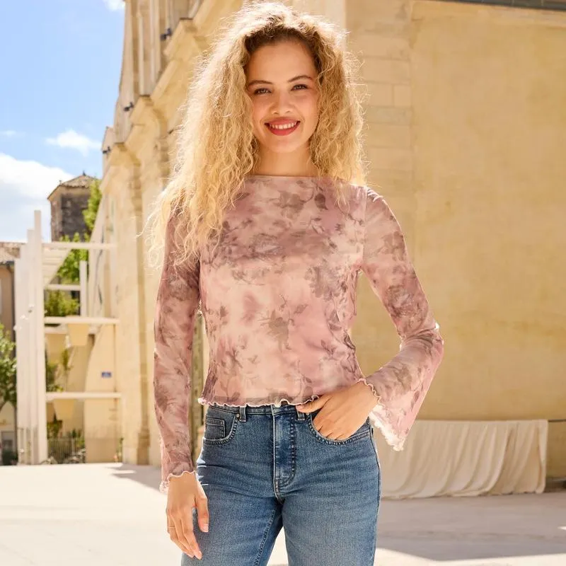 Damen-Langarmshirt mit Trompetenärmeln