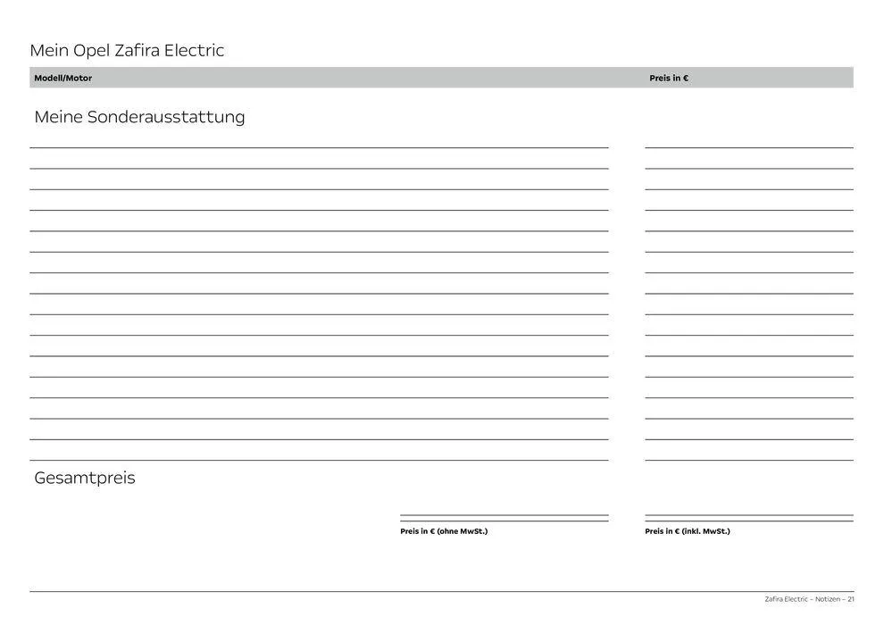 Opel Neuer Zafira Electric von 30. Juli bis 30. Juli 2025 - Prospekt seite 21