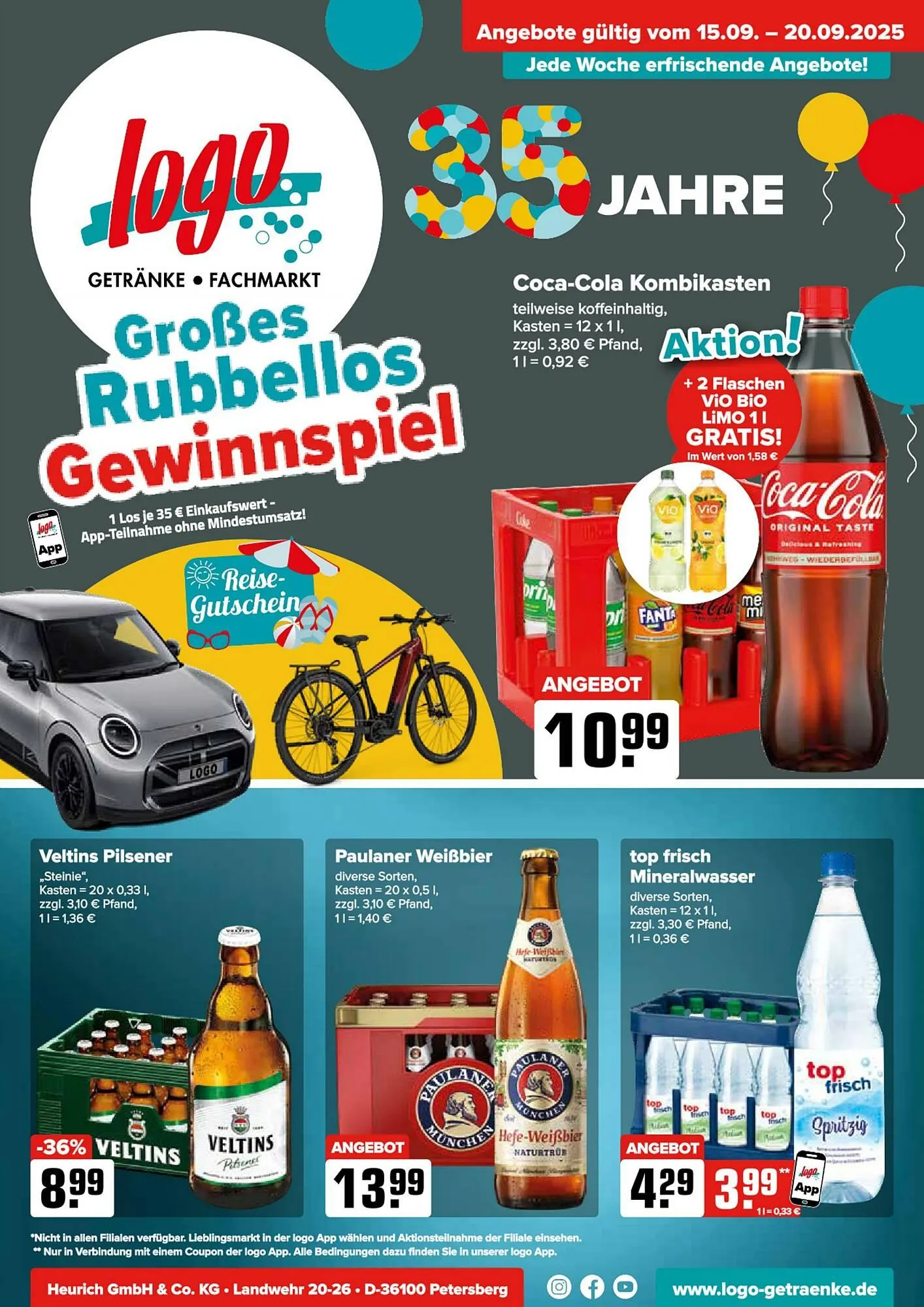 Logo Getränkemarkt Prospekt von 15. September bis 20. September 2025 - Prospekt seite 1