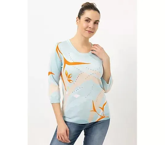 DAWID by Dawid Tomaszewski Pullover, 3/4-Arm Strass-Details figurumspielend