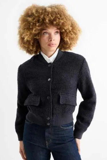 Bouclé bomber jacket