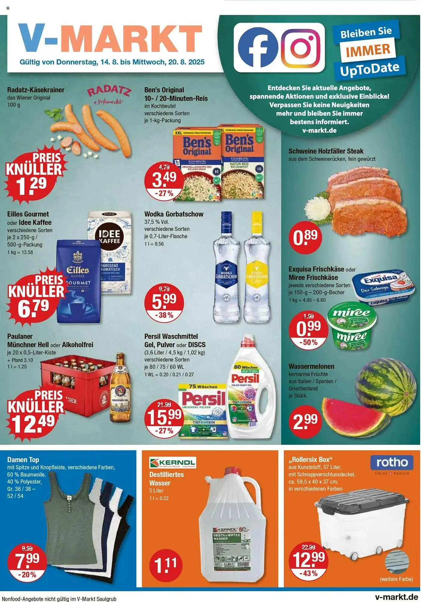 V Markt Prospekt von 14. August bis 20. August 2025 - Prospekt seite 1