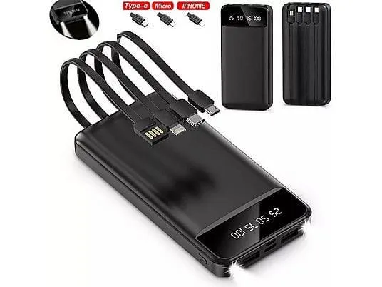 FLYSTAR 30000mAh Externes Ladegerät mit LCD Display Powerbank 30000 mAh Schwarz