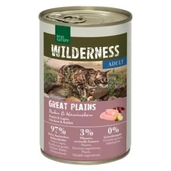 REAL NATURE WILDERNESS Nassfutter Katze, Adult Great Plains Huhn und Kaninchen 6x400 g