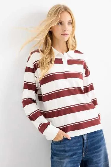 Long sleeve polo shirt - regular fit - striped