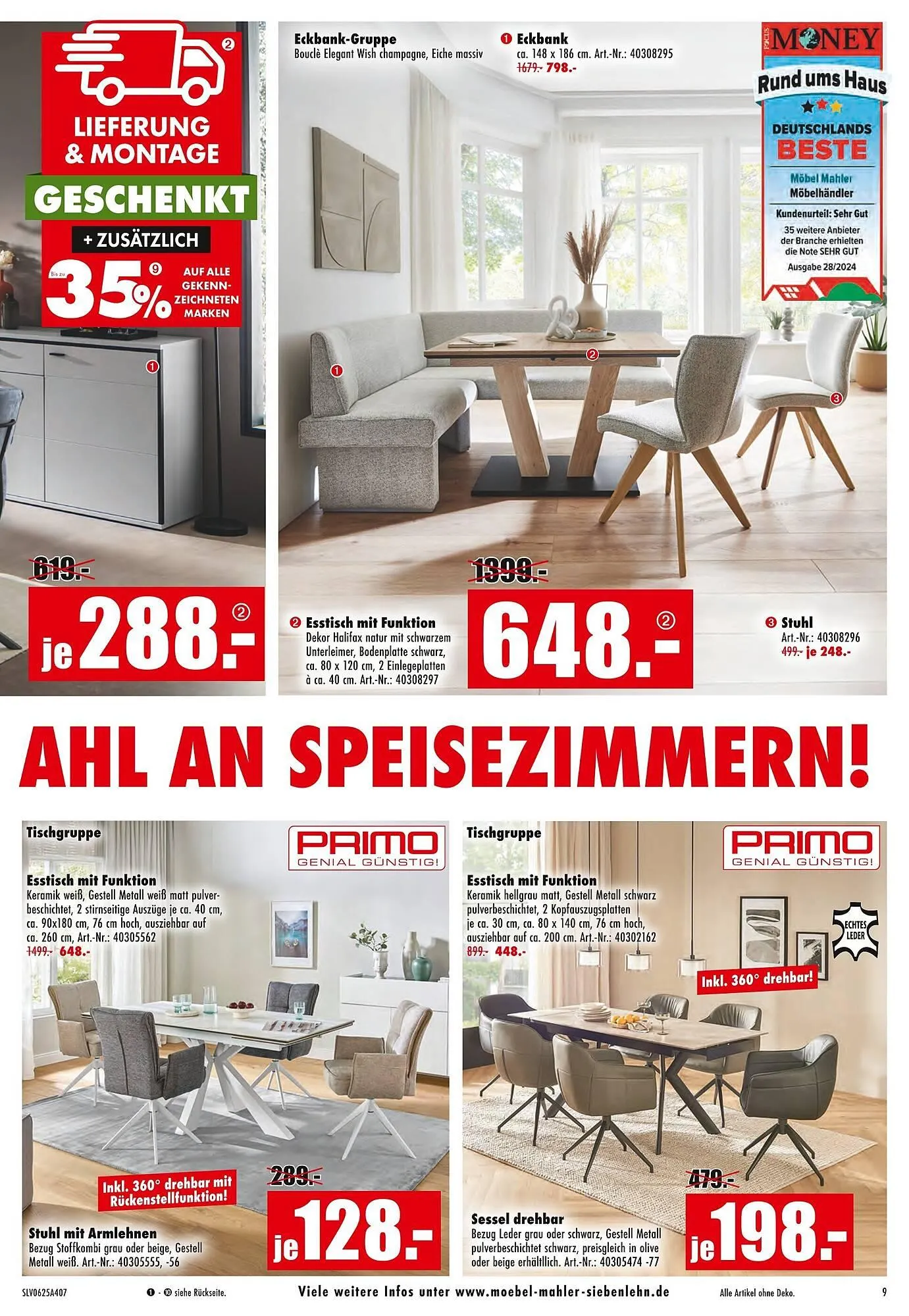 Möbel Mahler Prospekt von 16. Juli bis 29. Juli 2025 - Prospekt seite 9