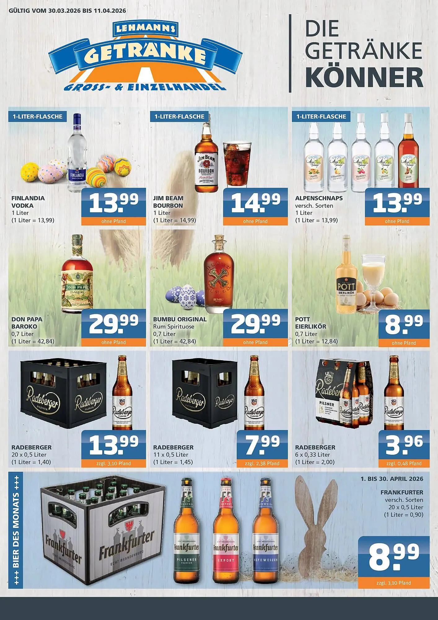Getränke Lehmann Prospekt von 29. März bis 11. April 2026 - Prospekt seite 1