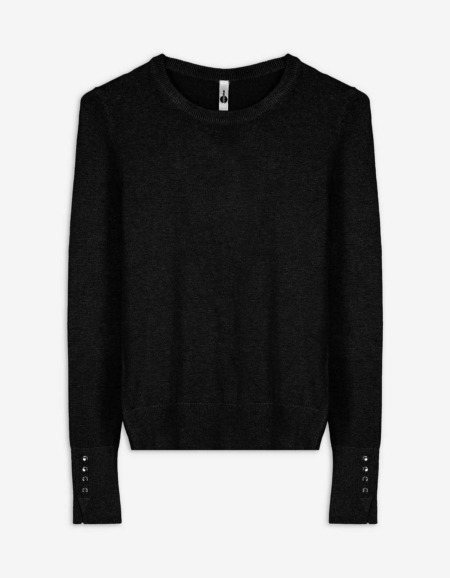 Strickpullover - Zierknöpfe - schwarz