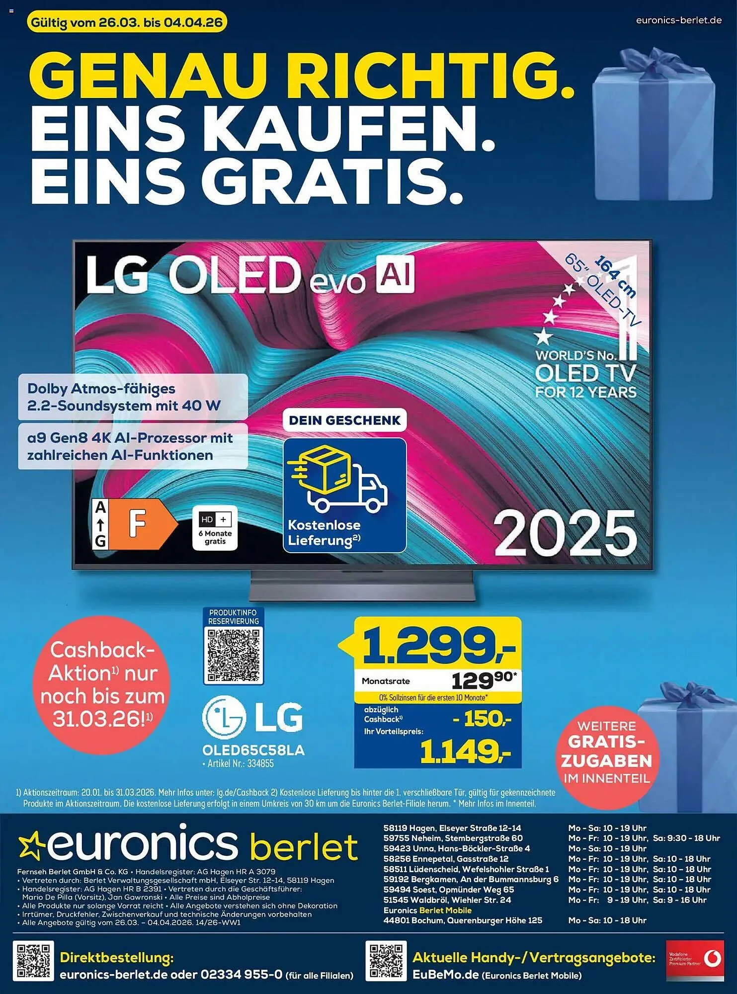Euronics Berlet Prospekt von 26. März bis 4. April 2026 - Prospekt seite 20