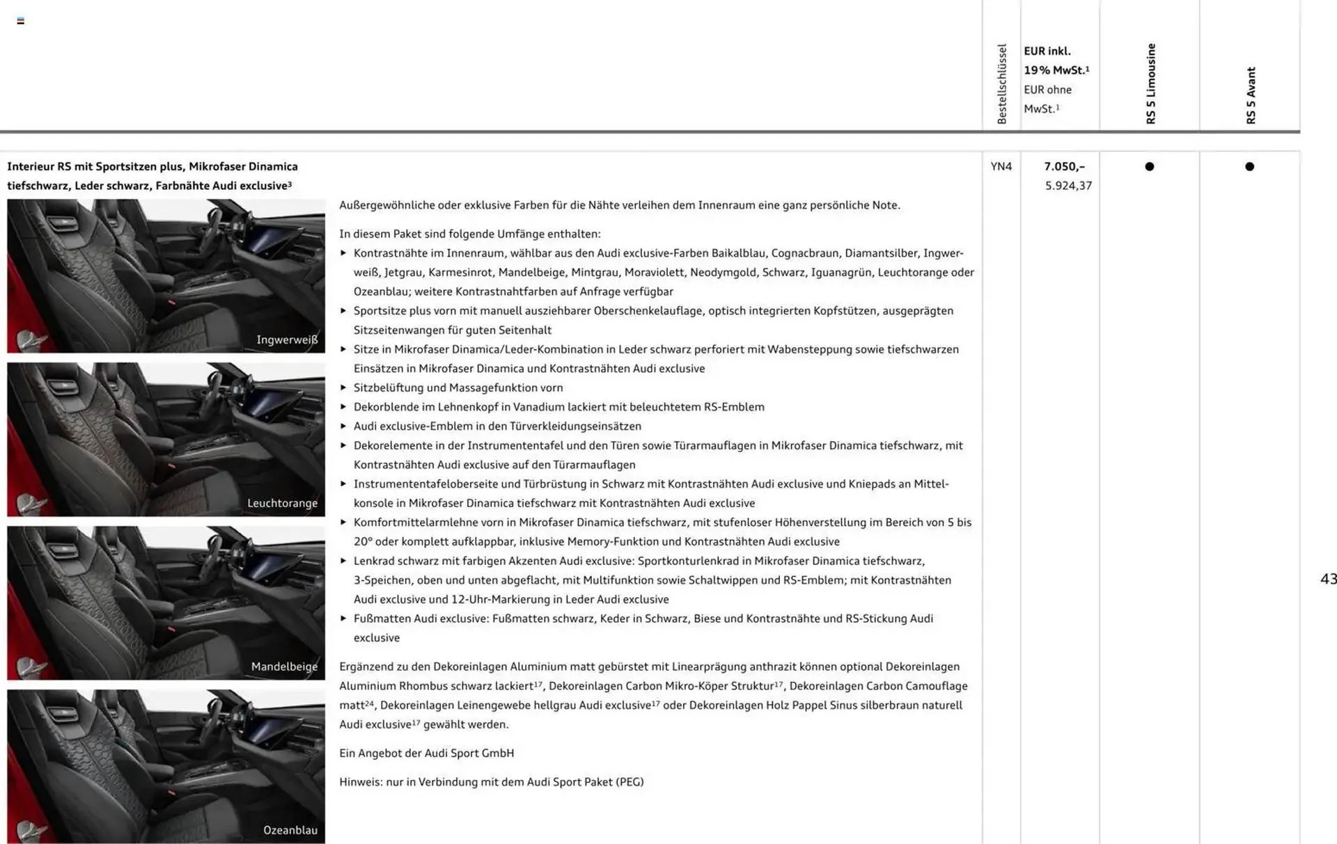 Audi Prospekt von 1. April bis 1. April 2027 - Prospekt seite 43