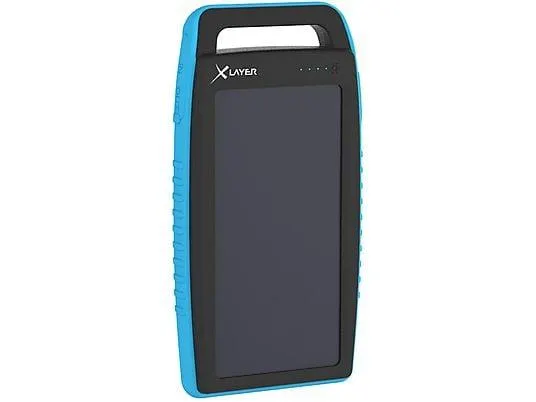 XLAYER 215774 SOLAR 15000MAH BLACK/CYAN Powerbank 15000 mAh Schwarz