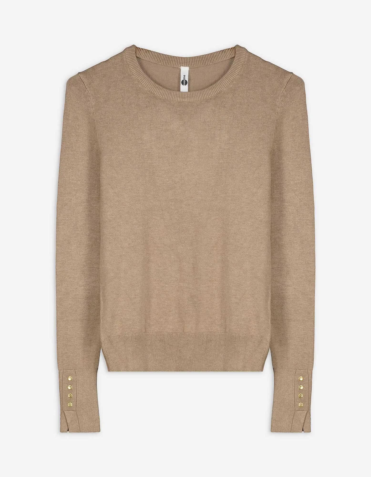 Strickpullover - Zierknöpfe - braun