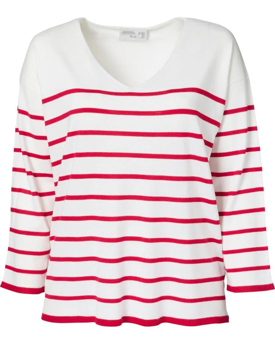 Pullover mit Streifen Janina Plus, 3/4-Arm