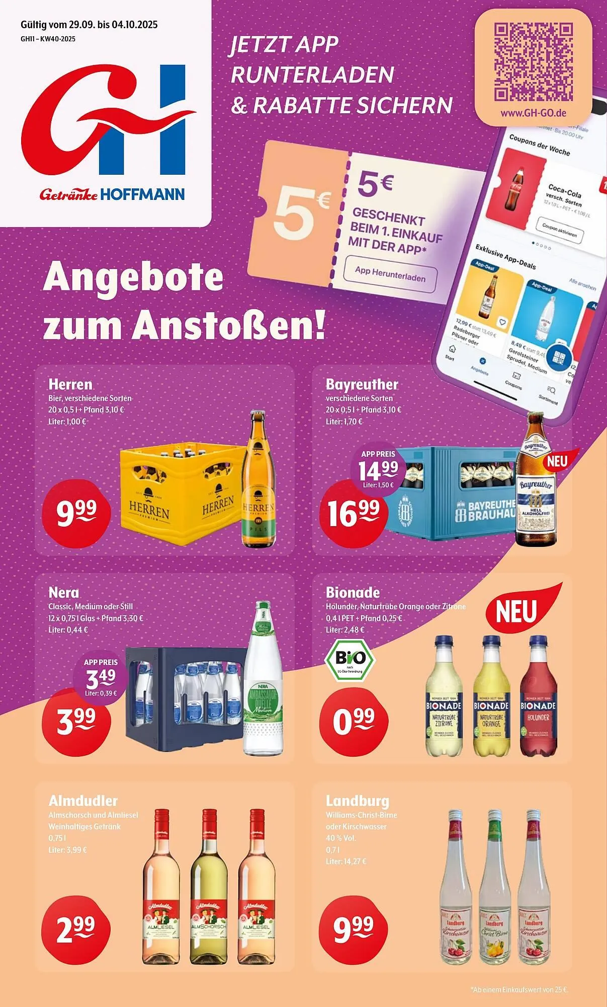 Getränke Hoffmann Prospekt von 29. September bis 4. Oktober 2025 - Prospekt seite 1