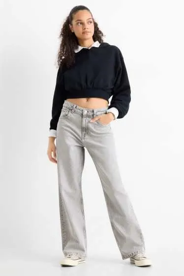 Baggy jeans - mid-rise waist