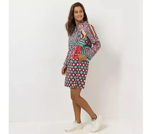 ANNI FOR FRIENDS Kleid Serafino-Ausschnitt Seitennahttaschen leger weit