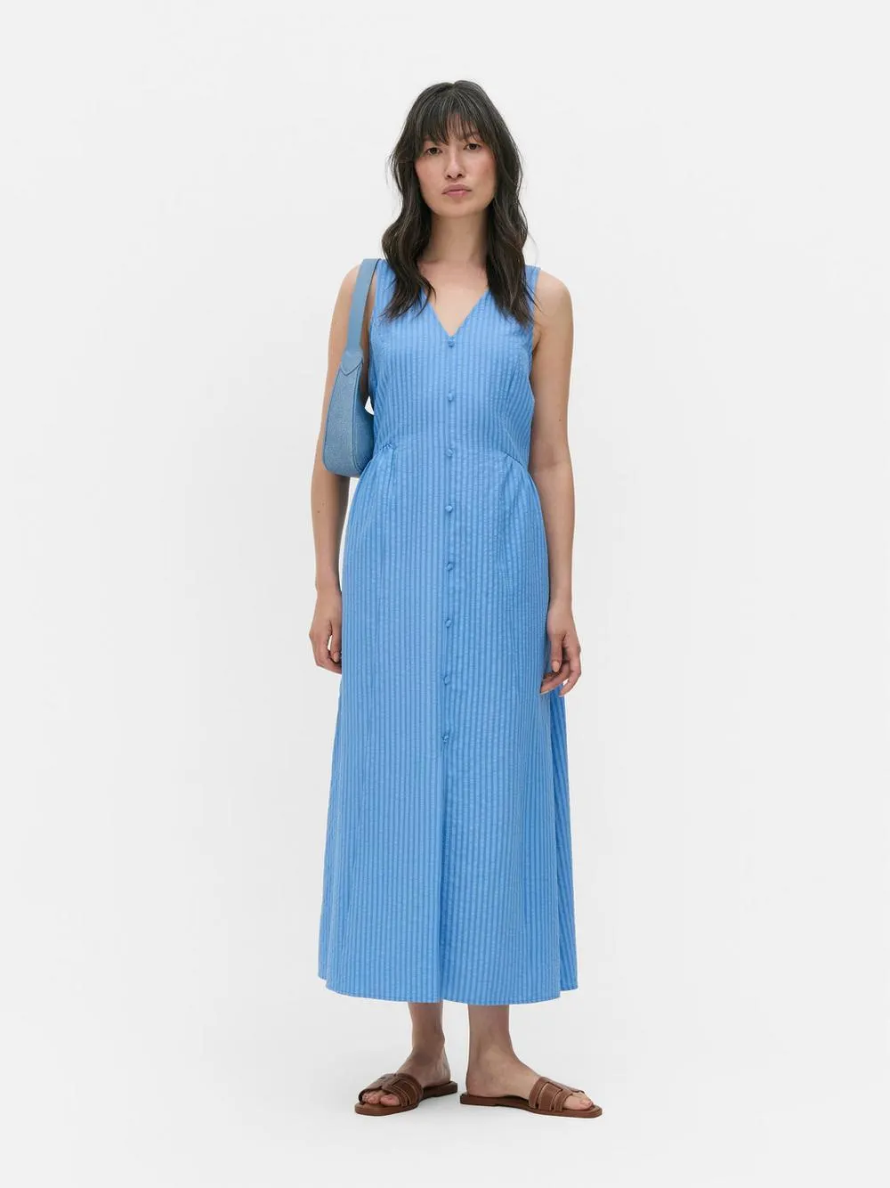 Midikleid aus Seersucker