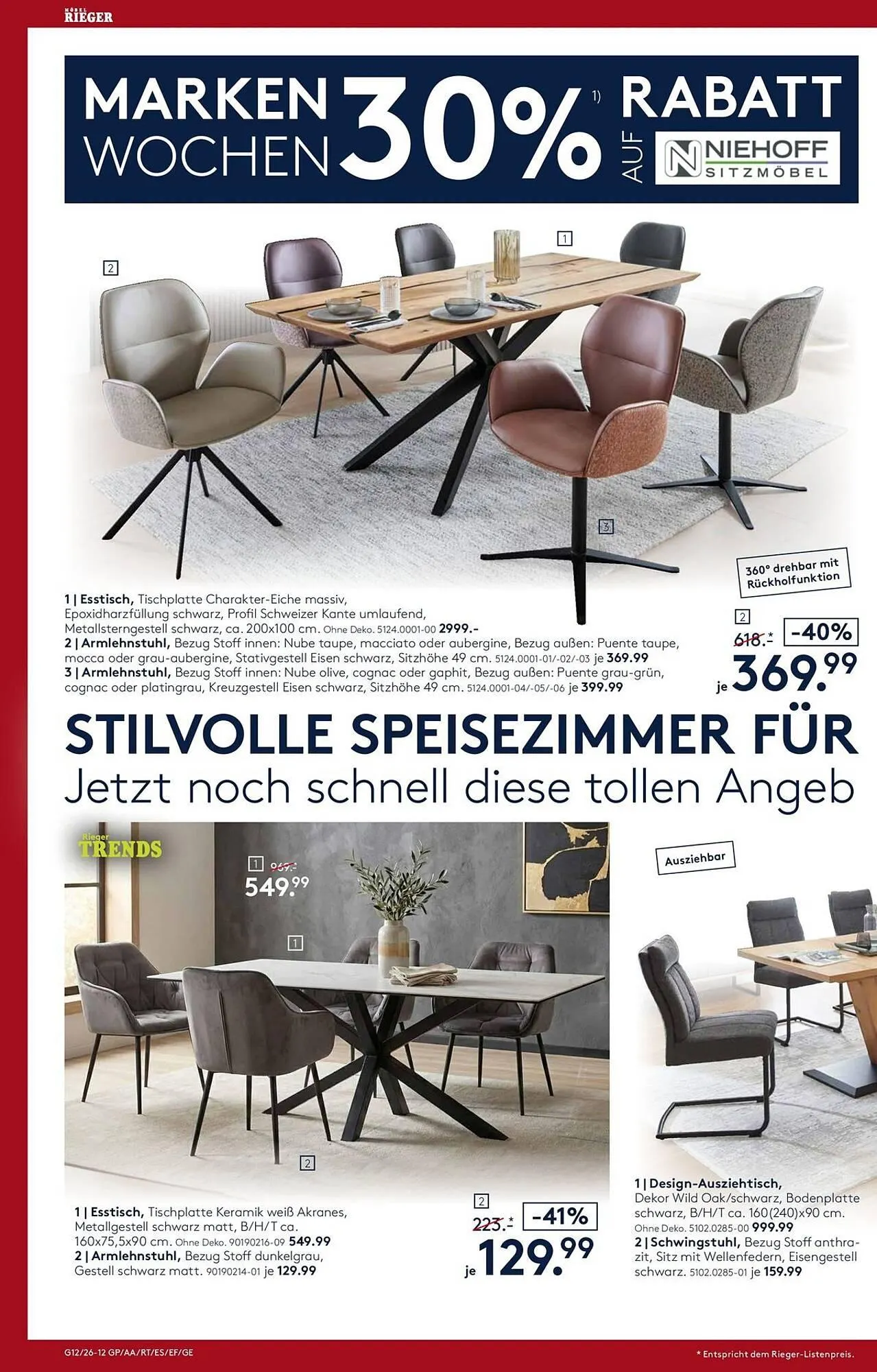Möbel Rieger Prospekt von 26. März bis 9. April 2026 - Prospekt seite 12